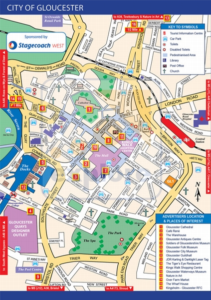 Street map of the city of the Gloucester